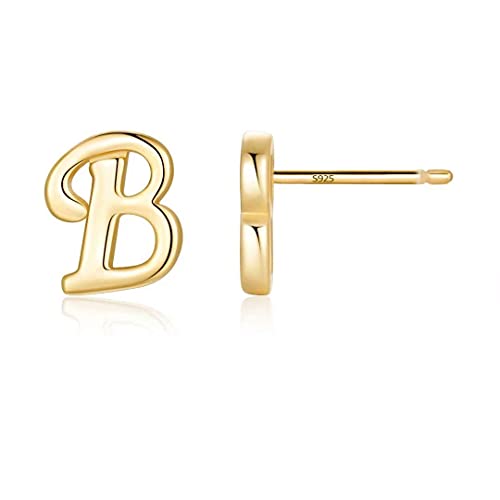Initial Stud Earrings for Women S925 Sterling Silver Post 14K Gold Plated Tiny Letter Earrings...