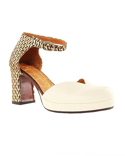Chie Mihara Damasho39,5, Bomba Mujer, White Brown Gold, 39.5 EU