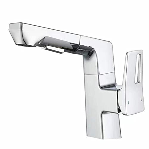Grifo de lavabo extraíble negro monomando de latón para agua fría y caliente con ducha