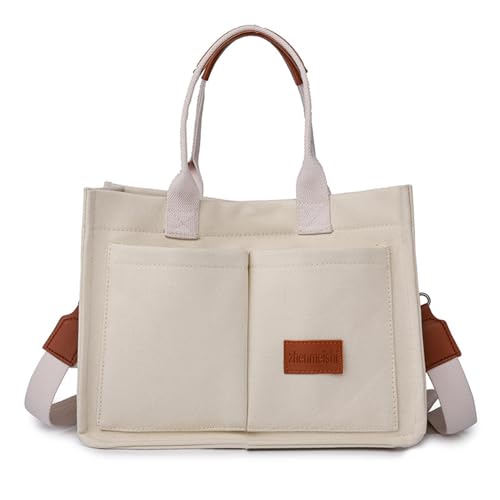 Image of Cherry Tote Bag for Women Canvas Patched Purse Cute Shoulder Bag Multi-Pocket Satchel Handbag for work travel
