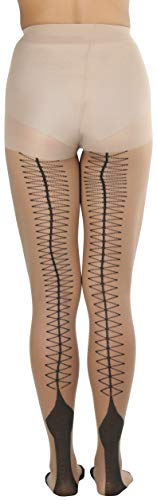 Image of ToBeInStyle Women's Classic Cuban Heel Contrast Backseam Sheers Pantyhose