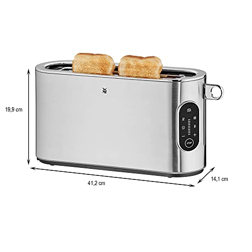 WMF Lumero Toaster 2 Scheiben, Langschlitz mit Brötchenaufsatz, XXL, Einseitiges Toasten, 1-Scheiben-Taste, 10 Bräunungsstufen, Toaster edelstahl matt