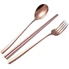 Silverware Flatware Set, 3-piece Set 304 Thickened Stainless Steel Cutlery Set Chopsticks Spoon Fork Cute Creative Cutlery Set(Rose Gold,6Set)