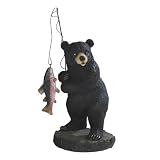 ICE Armor 5' H Black Bear Salmon Fishing on Rock Figurine Office Desk/Home/Living Room/Table Decor, Perfect House Warming Gifts for New Home