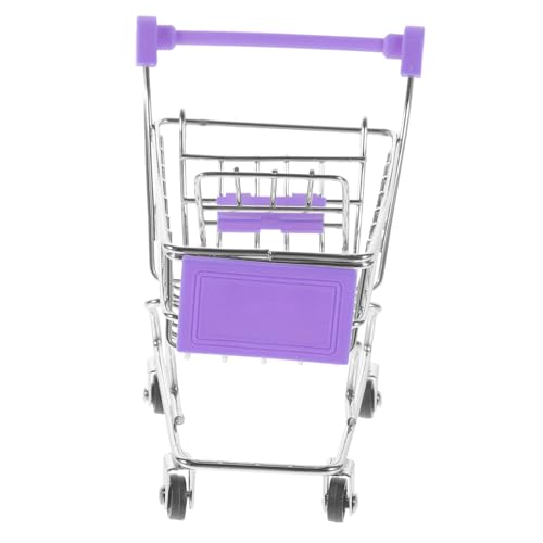 TOYANDONA Mini Carrito De Compras Mini Juguetes Tienda De Comestibles Cuarto De Baño De Almacenamiento Carro Rodante Caja Registradora De Juguete Bolsas Reutilizables Hierro Forjado Púrpura