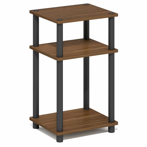Image of Furinno JUST Toolless 3-Tier Side Table, Open Shelf End Table, Warm Walnut | Soft-Corner, Night Stand, Bedside Table, for Living Room, Bedroom, Bathroom