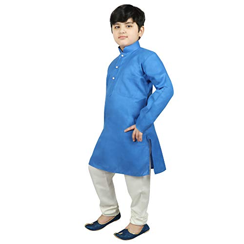 Image of SG YUVRAJ Raw Silk Kurta Set for Boys