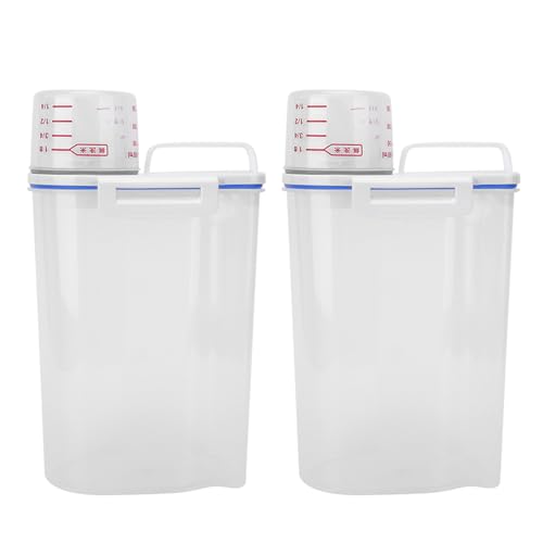Gsycle 2 recipientes de almacenamiento de alimentos secos, dispensador de alimentos de plástico, contenedor de arroz, contenedor de harina, dispensador de aperitivos con boquilla de vertido y taza