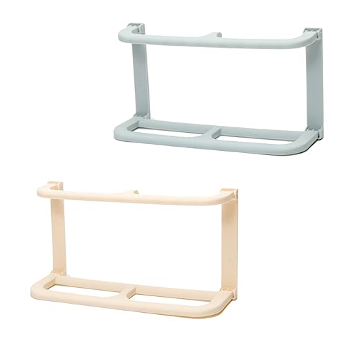 MAGICLULU Expandable Entryway Shoe Storage Rack Slipper Organizer Easy Install Adhesive Hooks Beige Blue