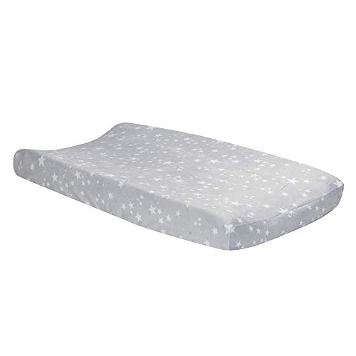 Image of Lambs & Ivy Milky Way Gray/White Stars Minky Baby Changing Pad Cover