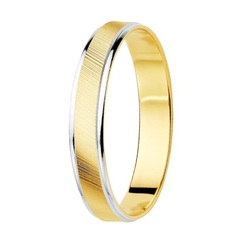 Inmaculada Romero IR Alianza Oro Bicolor 9k ancho 3.5mm. detalle estrías bordes lisos