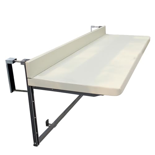 Mesa de balcón plegable, altura ajustable, de aluminio, para barandilla de terraza, patio y jardín