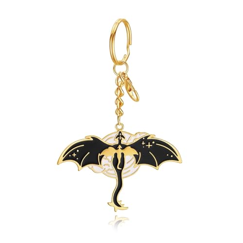 Llavero Dragón Negro Dorado para Mujer Hombre, Llavero Original Metálico con Colgante Dragón Alas Abiertas, Accesorio para Mochila, Coche o Bolso, Personalización Regalo Cumpleaños,Detallito Invitados