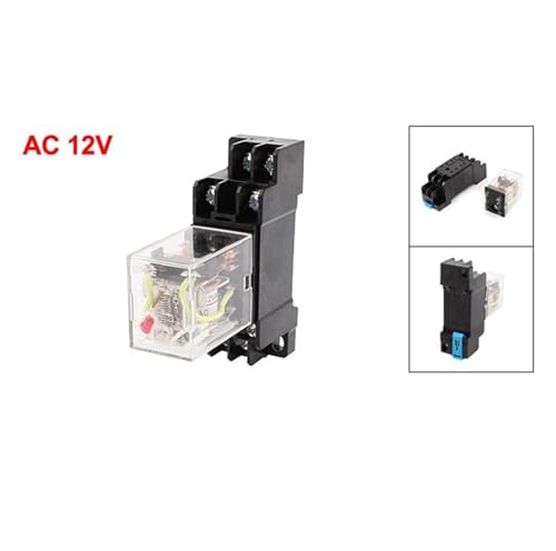 Relé de potencia DPDT 12V CA de 8 pines con conmutación estable y base HH52P-L 2
