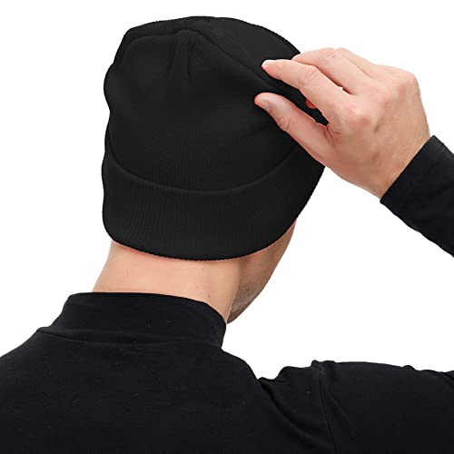Zando Beanie For Men Women Cuffed Cap Soft Slouchy Beanie Winter Knit Hats Fisherman Beanie Skull Cap Unisex Daliy Beanie Cancer Headwear Black One Size #TOP4