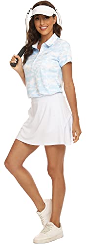Mofiz Women's Polo Shirts Fashion Colorful Short Sleeve For Golf And Tennis High School Girls Clothes Camo-Blue S #TOP1