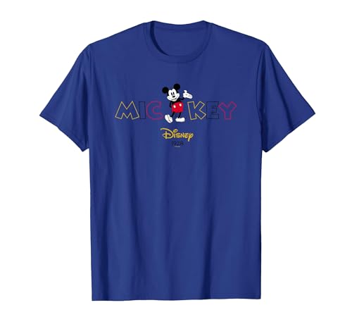 Mickey Mouse Disney Wording T-Shirt, Men, Royal Blue, Large