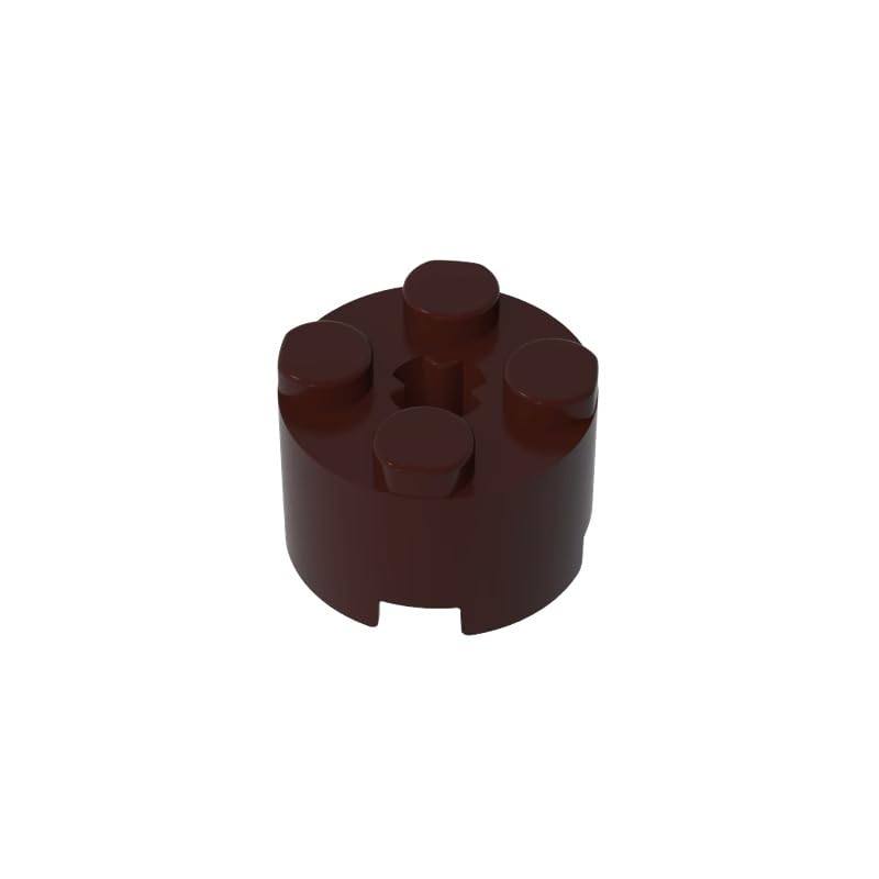 Gobricks 6143 Round Brick Brick Round 2x2 with Axle Hole 50 Pieces GDS-607 Compatible with Lego Building Blocks Color:Dark Brown — image 1