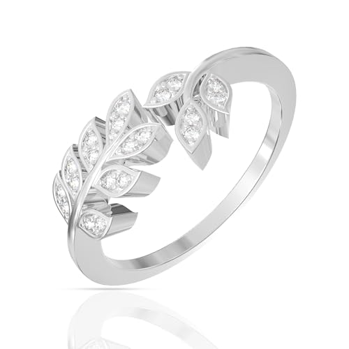 Image of ANAYRA FINE SILVER JEWELLERY Leaf Ring for Women | Aesthetic & Stylish Silver Ring | Womens Fashion Jewellery | Valentine Gift for Girlfriend, Wife, Women & Girls(Size 6)