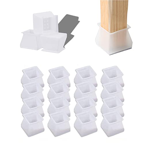 16 Piezas Muebles Funda de Protección de Silicona Fundas de Silicona para Patas de Silla Patas Protectoras de Piso Gorras de Mesa Cuadradas Tapas de Patas de Goma Evitan Rasguños y Ruido Cover