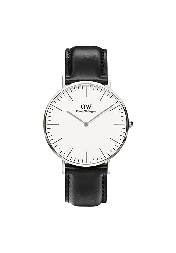 Daniel Wellington Classic Sheffield 40mmmm Women's Watch, Leather Silver Watch for Women