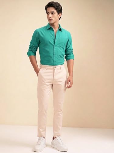 Image of Cozytton Men's Pure Cotton Solid Stylish Casual & Formal Wear Shirt | Stylish Regular Fit Full Sleeve Comfortable Office Party Trendy Shirt - Multi Color