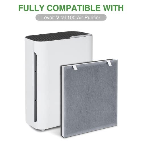 2 Pack Vital 100 Replacement Filter Compatible with LEVOIT Vital 100 Air Purifier, 3-in-1 HEPA Filter and High-Efficiency Activated Carbon Filters, Replace Part # Vital 100-RF
