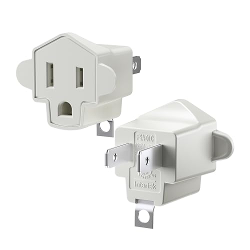 2 Prong to 3 Prong Outlet Adapter SUPERDANNY ETL Listed 3-2 Prong Adapter Fire-Retardant (392) PBT Material Heavy Duty Wall Plug Adapter for Old Homes Travel to Japan (White (2-Pack))