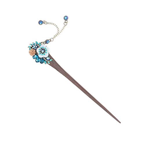 KASTWAVE Rhinestone Hair Stick Flower Hairpins Chinese Hair Chopsticks Vintage Tassel Hair Sticks Long Retro Tassel Hair Sticks Crystal Hair Making Accessories for Women Girls