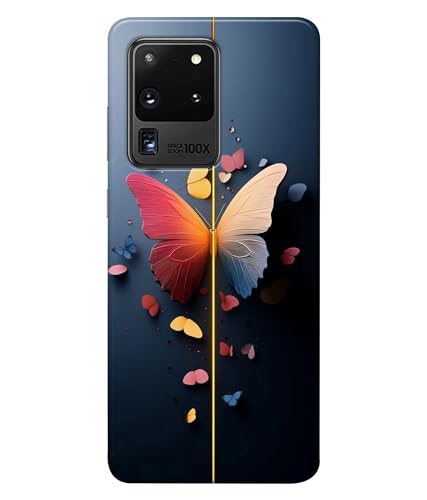 Image of Stylish Butterfly Printed Hard Back Case Cover Compatible for Samsung Galaxy S20 Ultra (Multicolor) - D1665