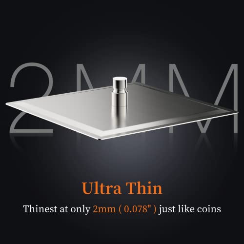 Derpras 16 Inch Square Rain Shower Head, 304 Stainless Steel, Ultra Thin High Pressure Bathroom Rainfall Showerhead (Brushed Nickel) (324 Jets)