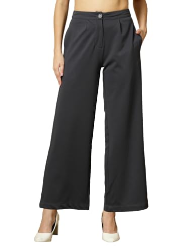 Image of OOMPH! Women's Straight Fit Mid Rise Korean Trousers|Trouser Pants for Women|Elegant Workwear for Office, College & Events|Trousers for Woman