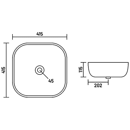 Image of Designer Table Top Wash Basin for Bathroom | Counter Top Wash Basin /Sink for Living Room (16.33 x 16.33 x 4.52 Inch, Kolar (Thunder Matt))