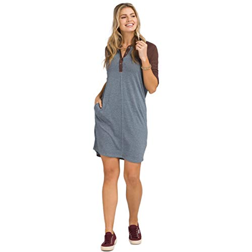 Prana Women's Cozy Up Henley Dress Vintage Blue Heather Small #TOP3