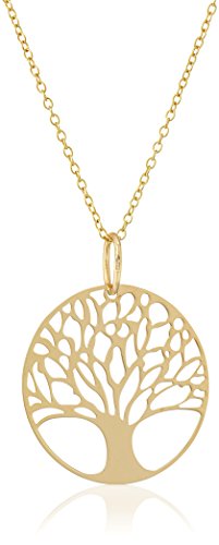 Amazon Essentials Sterling Silver Tree of Life Disk Chain Pendant Necklace, (previously Amazon Collection)
