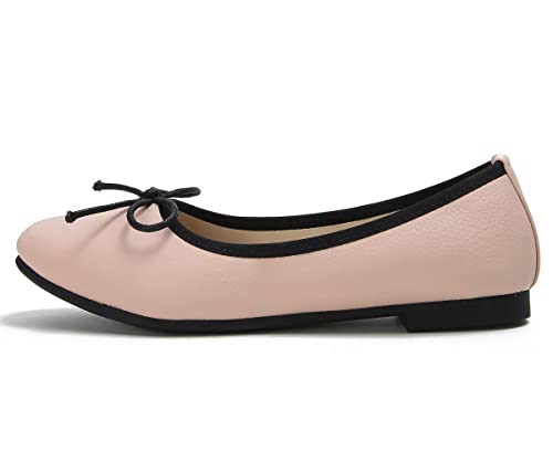 Hee grand Women Square Toe Cute Bow-Knot Ballet Shoes Solid Slip-On Flats Comfort Work Shoes Light Weight Loafers3