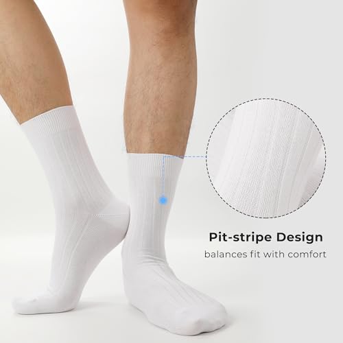 Image of BAMBOO COOL Men's Crew Socks Bamboo Viscose Breathable Rib Dress Socks For Men, Casual Lightweight Comfort 6 Pack