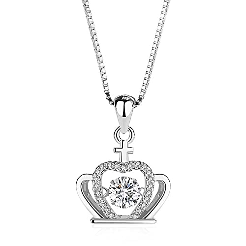 Collier cœur argent S925 anti-allergie avec pendentif couronne brillant de mille feux