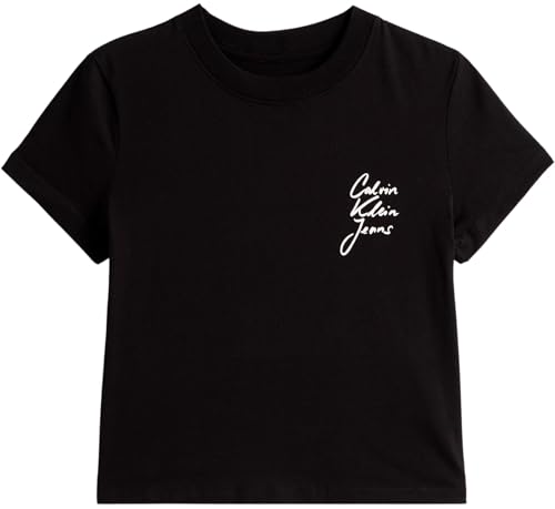 Calvin Klein Damen T-Shirts Kurzarm Script Institutional Baby Tee Rundhalsausschnitt, Schwarz (Ck Black), L – Ansicht 6