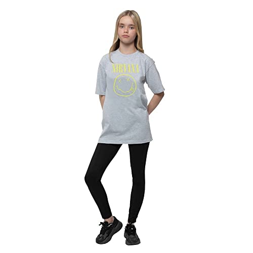 Nirvana Kids T Shirt Smiley Band Logo Official Heather Grey (Ages 3-14 Yrs) Size X-Small (3/4 Yrs)4