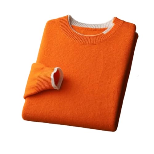 Men Solid Wool Pullovers O-Neck Splicing Leisure Thick Sweater Loose Warm Tops Winter