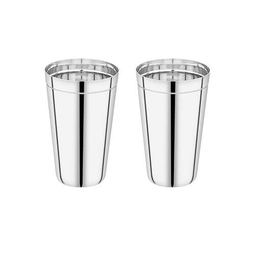 Image of EMBASSY Stainless Steel Plain Lassi Glass | Pack of 2 | 700 ml per Glass | Ideal Glass for Lassi, Smoothies, Juices, Shakes, Water, Milk and Other Beverages.
