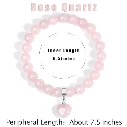 XIANNVXI Heart Bracelet for Women,Healing Crystal Bracelet,Ladies Bracelet 8mm Gemstone Beaded Bracelet,Mum Bracelet Girlfriend Bracelet Jewellery,Birthday Valentines Christmas Gifts for Her - Image 7