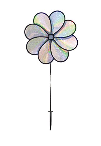 In the Breeze Silver Sparkle 8-Petal Flower Spinner, 14-Inch