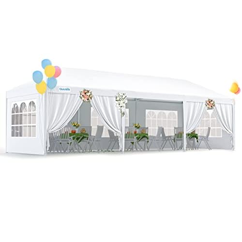 Quictent 10x30 Party Tent Gazebo Wedding Canopy Tent for Parties BBQ Shelter Pavilion with Removable Church Sidewalls & Elegant Church 10'x30'-standar