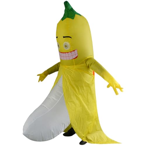Ligeinsrk Disfraz inflable Funny Halloween Banana con cremallera de soplado para adolescente adulto con ventilador de aire Air BA BA A Halloween Banana para la fiesta de Pascua Bulldog Cosplay