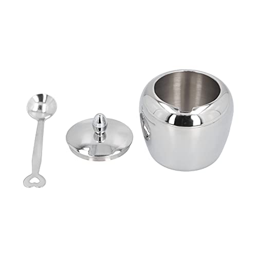 Cyrank Sucrier en Acier Inoxydable, Bol à Sucre Pot à Sucre avec Couvercle et Cuillère à Sucre pour Cuisine, Restaurant