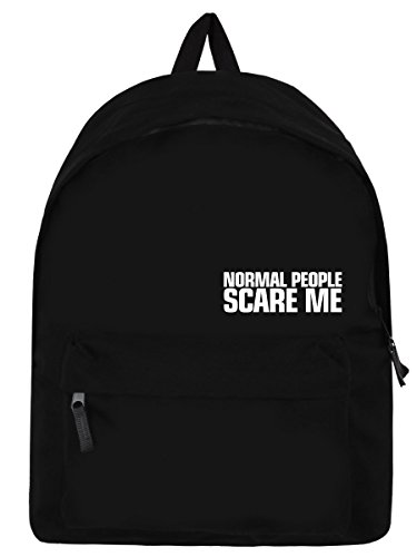 Sac à dos Normal People Scare Me en toile noire résistante avec bretelles rembourrées