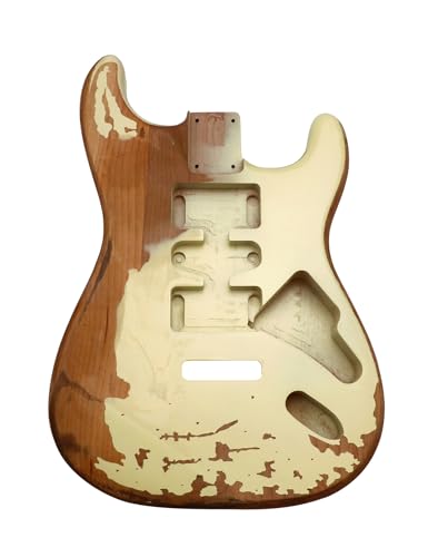 Corps de guitare ST en aulne nitro relic cream yellow fini les finitions ratées en DIY