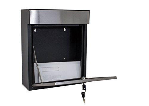 Qualarc Wf-P010 Woodlake Wall Mount Rectangular Galvanized And Stainless Steel Locking Mailbox, Black/Silver #TOP2
